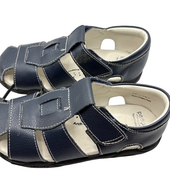 Pediped Boys Navy Leather Sandals Size 29 With Arch Support Flexible Sole - Picture 4 of 9